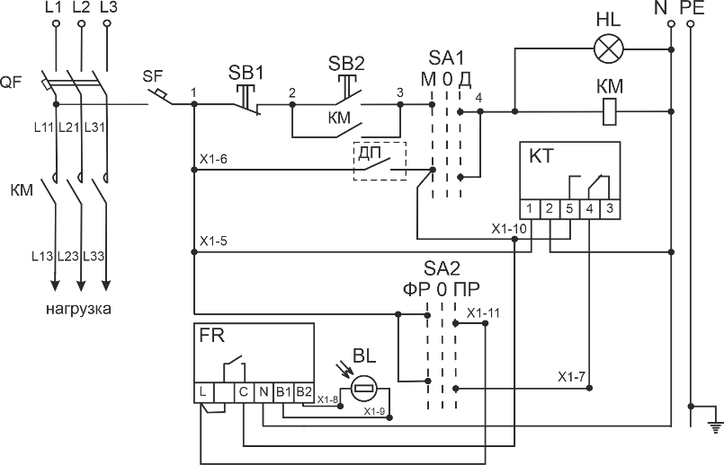 Принципиальная схема ящика управления освещением ЯУО9601