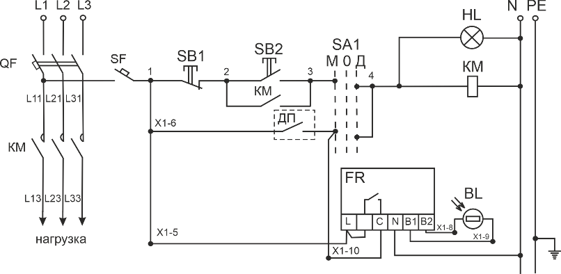 Принципиальная схема ящика управления освещением ЯУО9602