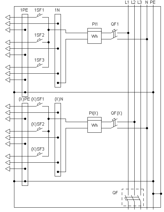 Схема электрическая с автоматическим выключателем на вводе на каждую квартиру ЩЭ8801СЭ